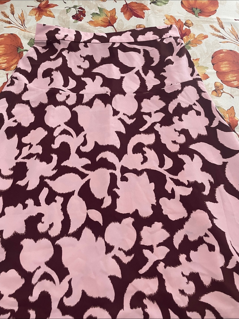 Ann Taylor Pink and Burgundy Floral Midi Skirt